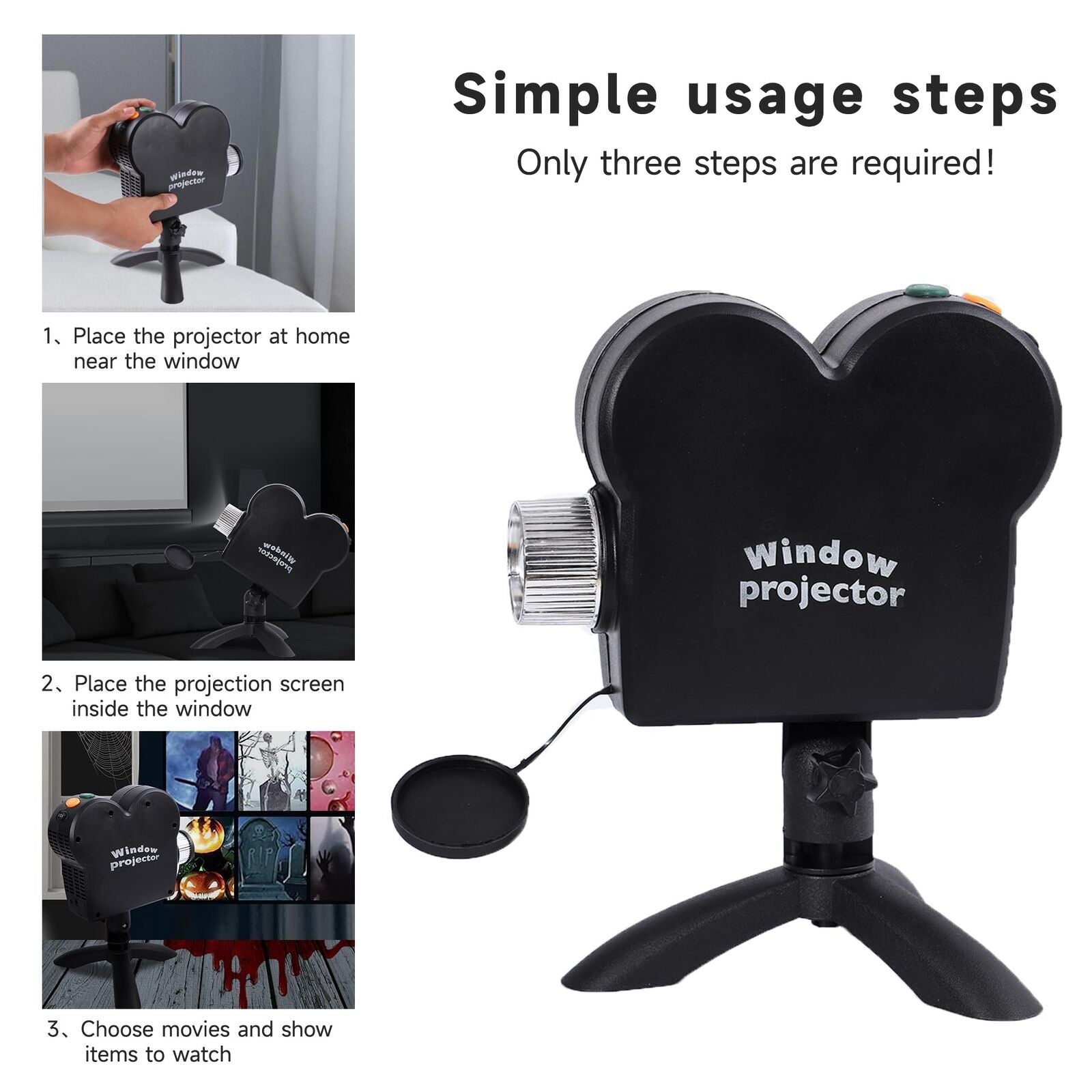 Halloween Window Projector Christmas Holographic Optical Home Window Display Pro